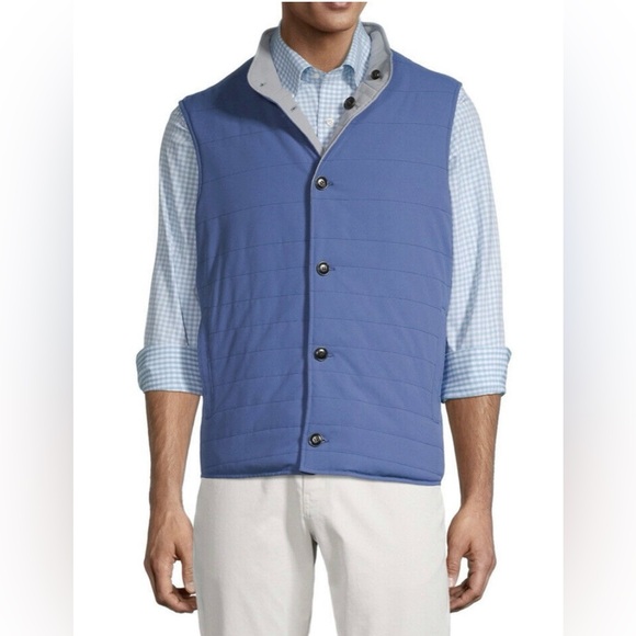 Peter Millar Blue Gray Reversible Quilted Vest Vests